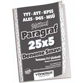 YKS TYT AYT KPSS ALES DGS MSÜ Muhtemel Paragraf 25x5 Deneme Çözümlü Yönerge Yayınları