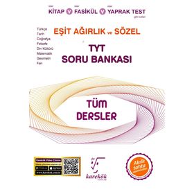 YKS TYT Tüm Dersler Eşit Ağırlık ve Sözel Soru Bankası Karekök Yayınları