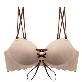 Ylishi Push Up Bej İnce Kap İnce Omuz Askısı İpli Kadın Sütyen