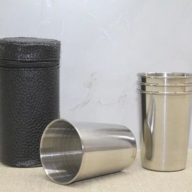 Ynt İthalat KH-ALK3926 Deri Kılıflı 4'lü Shot Bardak