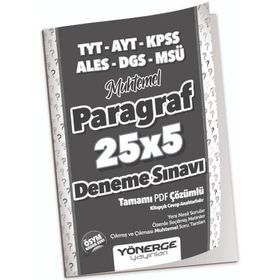 Yönerge Yayınları YKS TYT AYT KPSS ALES DGS MSÜ Muhtemel Paragraf 25 x 5 Deneme