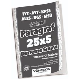 Yönerge Yayınları YKS TYT AYT KPSS ALES DGS MSÜ Muhtemel Paragraf 25 x 5 Deneme