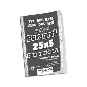 Yönerge Yayınları YKS TYT AYT KPSS ALES DGS MSÜ Muhtemel Paragraf 25 x 5 Deneme