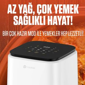 Youban Xiaomi Airfryer 3.5 lt Camlı Beyaz Fritöz