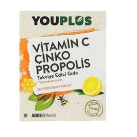YouPlus C Vitamini Çinko Propolis 20 Efervesan Tablet