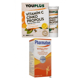 Youplus Vitamin C Çinko Propolis 20 Efervesan Tablet + Pharmaton Vitality 30 Kapsül
