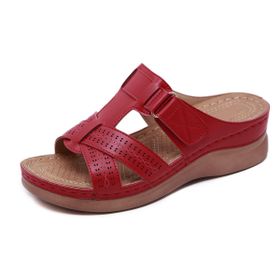 YuanDiann Retro Kırmızı Kauçuk Taban Rahat Kadın Terlik