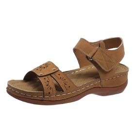 YuanDiann Retro Koyu Kahverengi Kauçuk Taban Rahat Kadın Sandalet