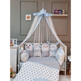 Yuar Baby 70x130 cm Mavi Neşeli Hayvanlar Beşik Uyku Seti