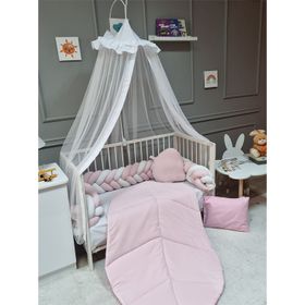 Yuar Baby 70x130 cm Pembe Kadife 5'li Mısır Örgü Beşik Uyku Seti