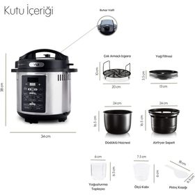 Yui M06 Maxi Cooker Plus 2 in 1 6 lt Sıcak Hava Fritözü ve Düdüklü Tencere