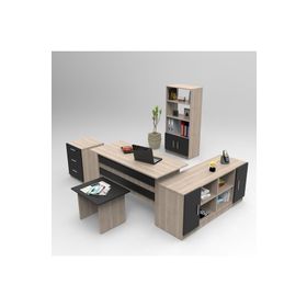 Yuru Design Vario ABCDF Meşe Beyaz Ofis Büro Masa Takımı
