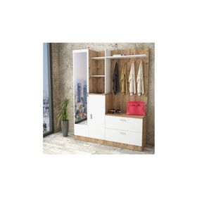 Yurudesign 1351429 Çam-Beyaz Wisdom Vestiyer Aynalı Portmanto