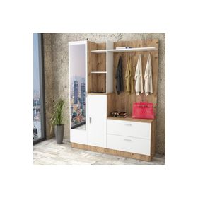 Yurudesign 1351429 Çam-Beyaz Wisdom Vestiyer Aynalı Portmanto