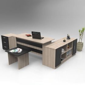 Yurudesign Vario ABCF 3 Renk Meşe-Siyah Ofis ve Büro Masa Takımı