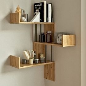 Yurudesign VG17-A Voyage Çam Köşe Duvar Rafı Kitaplık