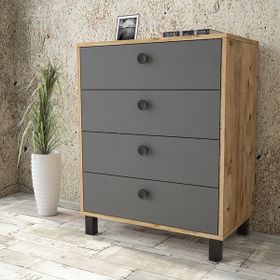 Yurudesign VL80-228 Vilamo Çam-Antrasit-Siyah Şifonyer