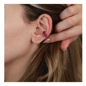 Yuvarlak Mor Zirkon Taşlı Rose Gold Kaplama Gümüş Kıkırdak Küpe
