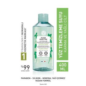 Yves Rocher Pure Menthe Yağ Dengeleyici Arındırıcı 400 ml Yüz ve Makyaj Temizleme Suyu