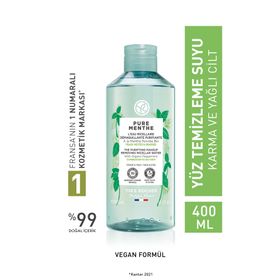Yves Rocher Pure Menthe Yağ Dengeleyici Arındırıcı 400 ml Yüz ve Makyaj Temizleme Suyu