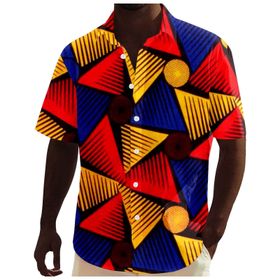 YWBleked Hawaii Afrika Dashiki Flanel Kırmızı Erkek Gömlek