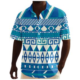 YWBleked Hawaii Afrika Dashiki Flanel Mavi Erkek Gömlek