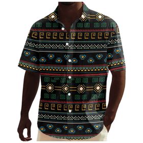 YWBleked Hawaii Afrika Dashiki Flanel Siyah Erkek Gömlek