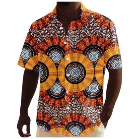 YWBleked Hawaii Afrika Dashiki Tarzı Geleneksel Tarzda Kahve Erkek Gömlek