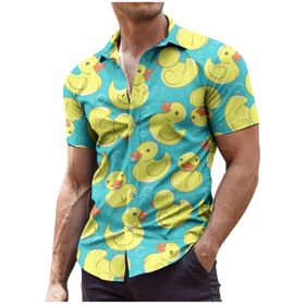 YWBleked Hawaii Aloha Baskılı Açık Mavi Erkek Gömlek