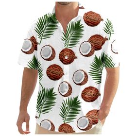 YWBleked Hawaii Çiçek Baskılı Rahat Kahve Erkek Gömlek