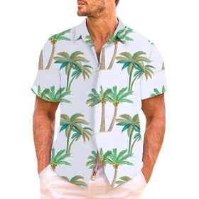 YWBleked Hawaii Çiçek Desenli 3D Baskı Gök Mavisi Erkek Gömlek