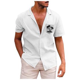 YWBleked Hawaii Çiçek Desenli 3D Baskı Rahat Beyaz Erkek Gömlek