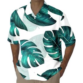 YWBleked Hawaii Çiçek Desenli 3D Baskılı Hindistan Cevizi Yaprağı Baskılı AG Erkek Gömlek