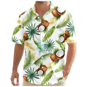 YWBleked Hawaii Çiçekli Beyaz Erkek Gömlek