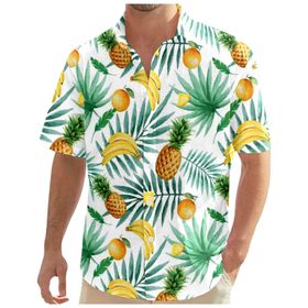 YWBleked Hawaii Çiçekli Sarı Erkek Gömlek