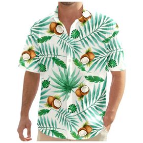 YWBleked Hawaii Çiçekli Yeşil Erkek Gömlek