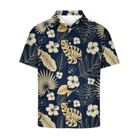 YWBleked Hawaii Rahat Lacivert Erkek Gömlek