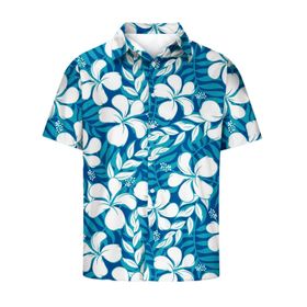 YWBleked Hawaii Vintage Baskılı Rahat Mavi Erkek Gömlek
