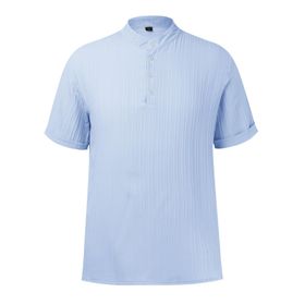 YWBleked Hawaii Vintage Tarzı Rahat Açık Mavi Erkek Gömlek