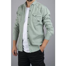 YXC Slim Fit Gömlek Su Yeşili Erkek Kot Gömlek