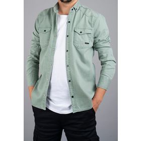 YXC Slim Fit Gömlek Su Yeşili Erkek Kot Gömlek