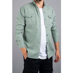 YXC Slim Fit Gömlek Su Yeşili Erkek Kot Gömlek