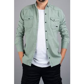 YXC Slim Fit Gömlek Su Yeşili Erkek Kot Gömlek