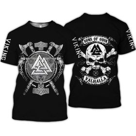 Yxyeceipeno C Viking Dövme Kısa Kollu Polyester Lehim Kumaşı Rahat ve Nefes Alabilir Solmaz Unisex T-shirt