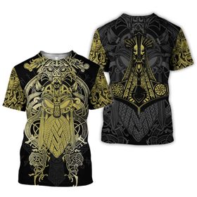 Yxyeceipeno D Nordic Mythology Viking 3D Baskılı Çeşitli Etkinlikler İçin Uygun Unisex T-shirt