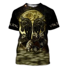 Yxyeceipeno D Viking Dövme Kısa Kollu Polyester Lehim Kumaşı Rahat ve Nefes Alabilir Solmaz Unisex T-shirt