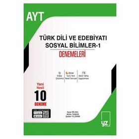 YZ Yayınları AYT Türk Dili ve Edebiyatı Sosyal Bilimler-1 10 Deneme Sınavı