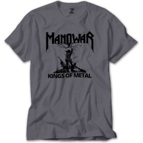 Z Zepplin RT5961 Manowar Kings Of Metal Black Gri Erkek T-shirt