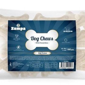 Zampa 100'lü 20-25 gr Beyaz Press Kemik Köpek Ödülü
