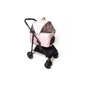 Zampa Albon 53x77x100 cm Pembe Tekerlekli Kedi ve Köpek Taşıma Arabası